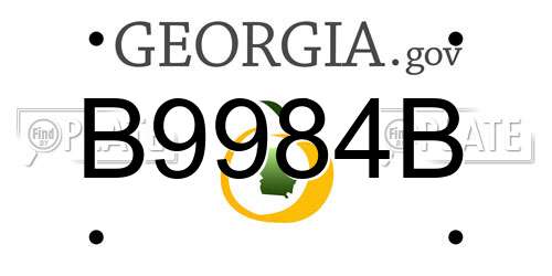 B9984B Georgia License Plate