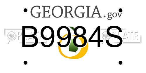 B9984S Georgia License Plate