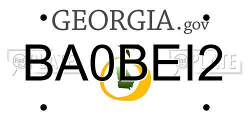 BA0BEI2 Georgia License Plate