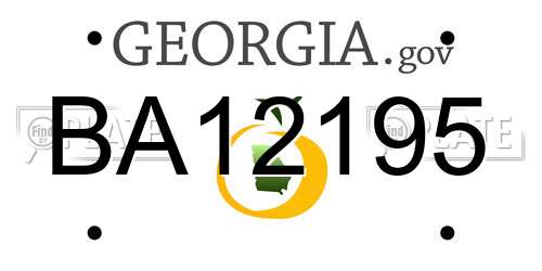 BA12195 Georgia License Plate
