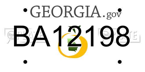 BA12198 Georgia License Plate