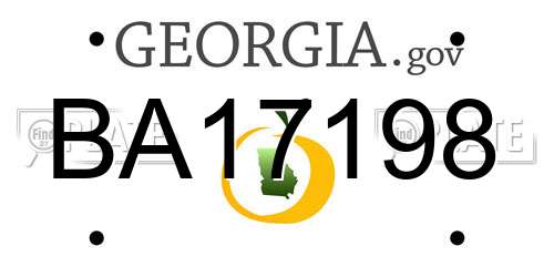 BA17198 Georgia License Plate