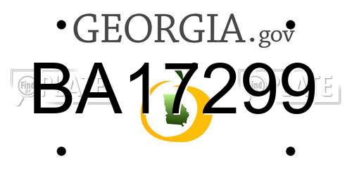 BA17299 Georgia License Plate
