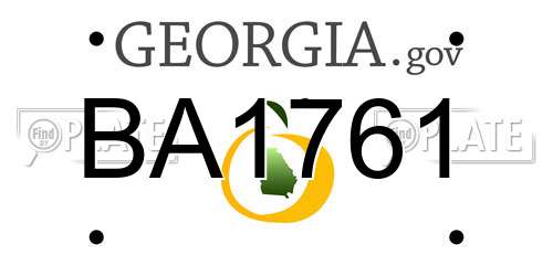 BA1761 Georgia License Plate