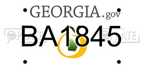 BA1845 Georgia License Plate