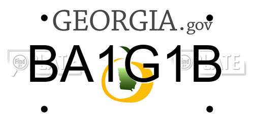 BA1G1B Georgia License Plate