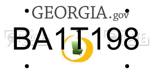BA1T198 Georgia License Plate