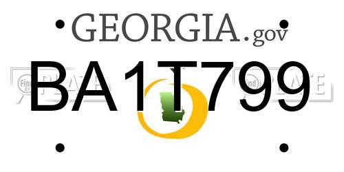 BA1T799 Georgia License Plate