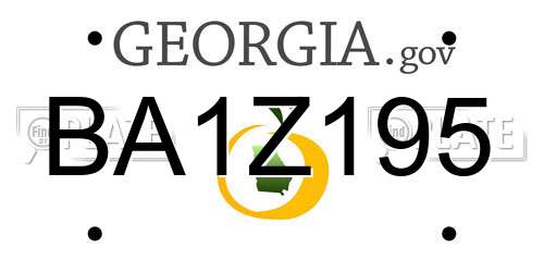 BA1Z195 Georgia License Plate