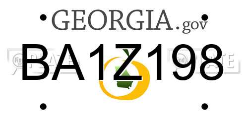 BA1Z198 Georgia License Plate