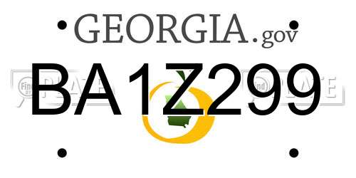 BA1Z299 Georgia License Plate