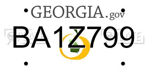 BA1Z799 Georgia License Plate