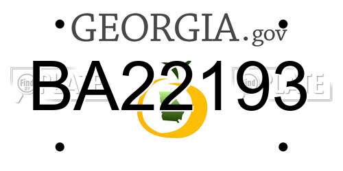 BA22193 Georgia License Plate