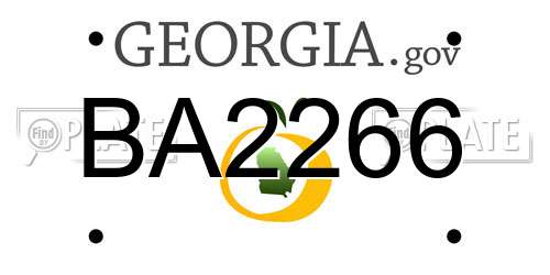 BA2266 Georgia License Plate