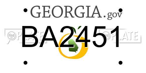 BA2451 Georgia License Plate