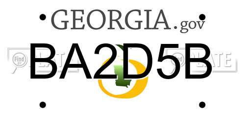BA2D5B Georgia License Plate