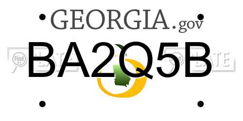 BA2Q5B Georgia License Plate