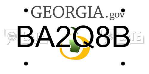 BA2Q8B Georgia License Plate
