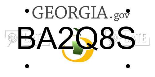 BA2Q8S Georgia License Plate