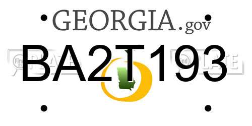 BA2T193 Georgia License Plate
