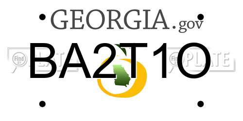 BA2T1O Georgia License Plate