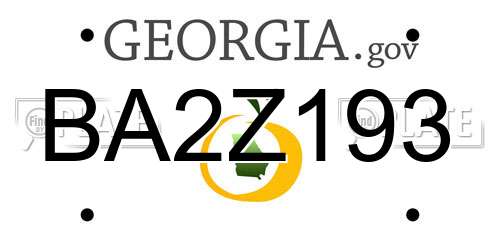 BA2Z193 Georgia License Plate