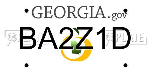 BA2Z1D Georgia License Plate