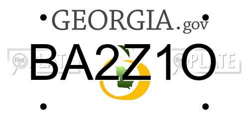 BA2Z1O Georgia License Plate