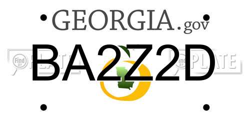 BA2Z2D Georgia License Plate