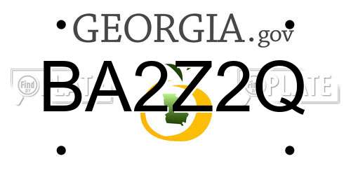 BA2Z2Q Georgia License Plate