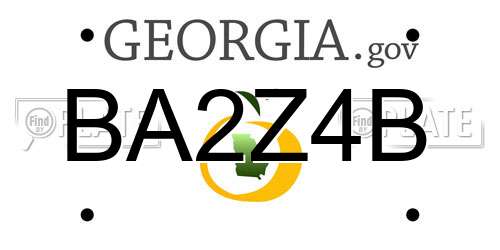 BA2Z4B Georgia License Plate