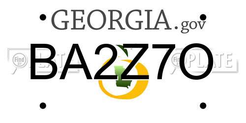BA2Z7O Georgia License Plate