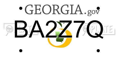 BA2Z7Q Georgia License Plate