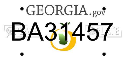 BA31457 Georgia License Plate