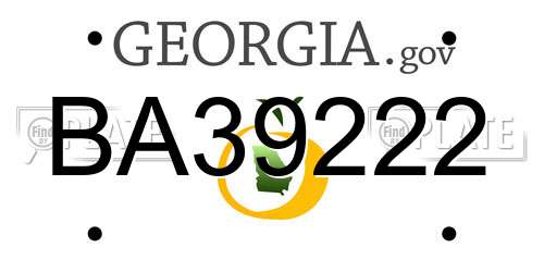 BA39222 Georgia License Plate