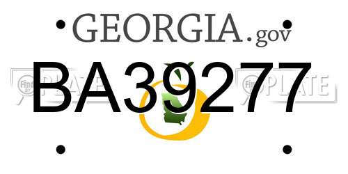 BA39277 Georgia License Plate