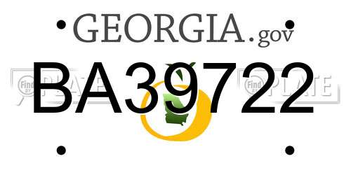 BA39722 Georgia License Plate