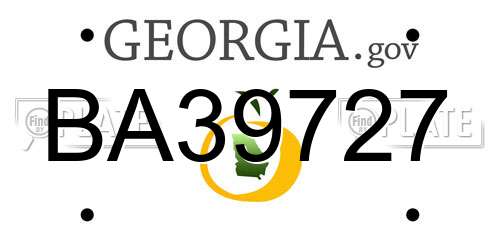 BA39727 Georgia License Plate