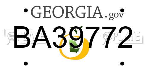 BA39772 Georgia License Plate
