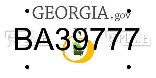 BA39777 Georgia License Plate