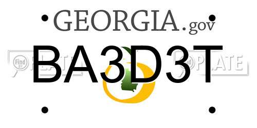 BA3D3T Georgia License Plate