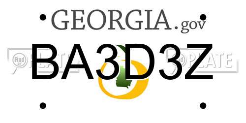 BA3D3Z Georgia License Plate