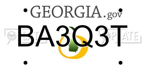 BA3Q3T Georgia License Plate