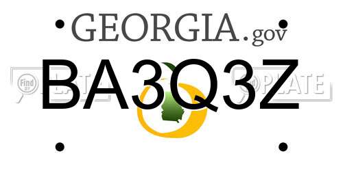 BA3Q3Z Georgia License Plate