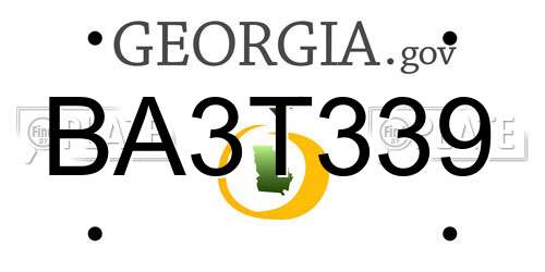 BA3T339 Georgia License Plate