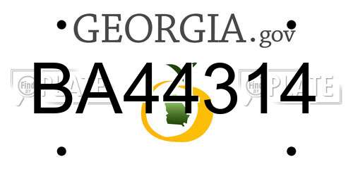 BA44314 Georgia License Plate