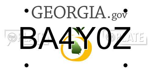 BA4Y0Z Georgia License Plate