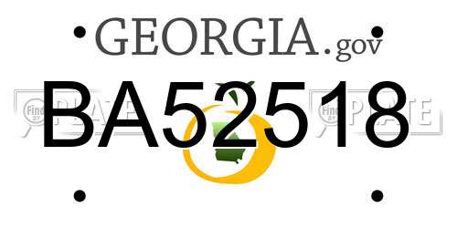 BA52518 Georgia License Plate