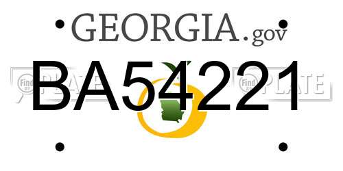 BA54221 Georgia License Plate