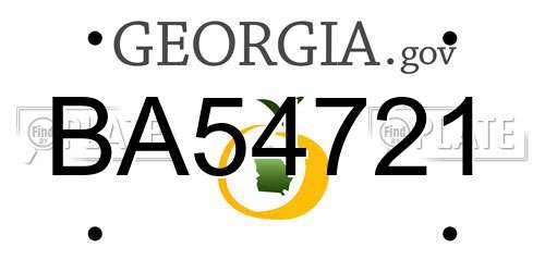 BA54721 Georgia License Plate